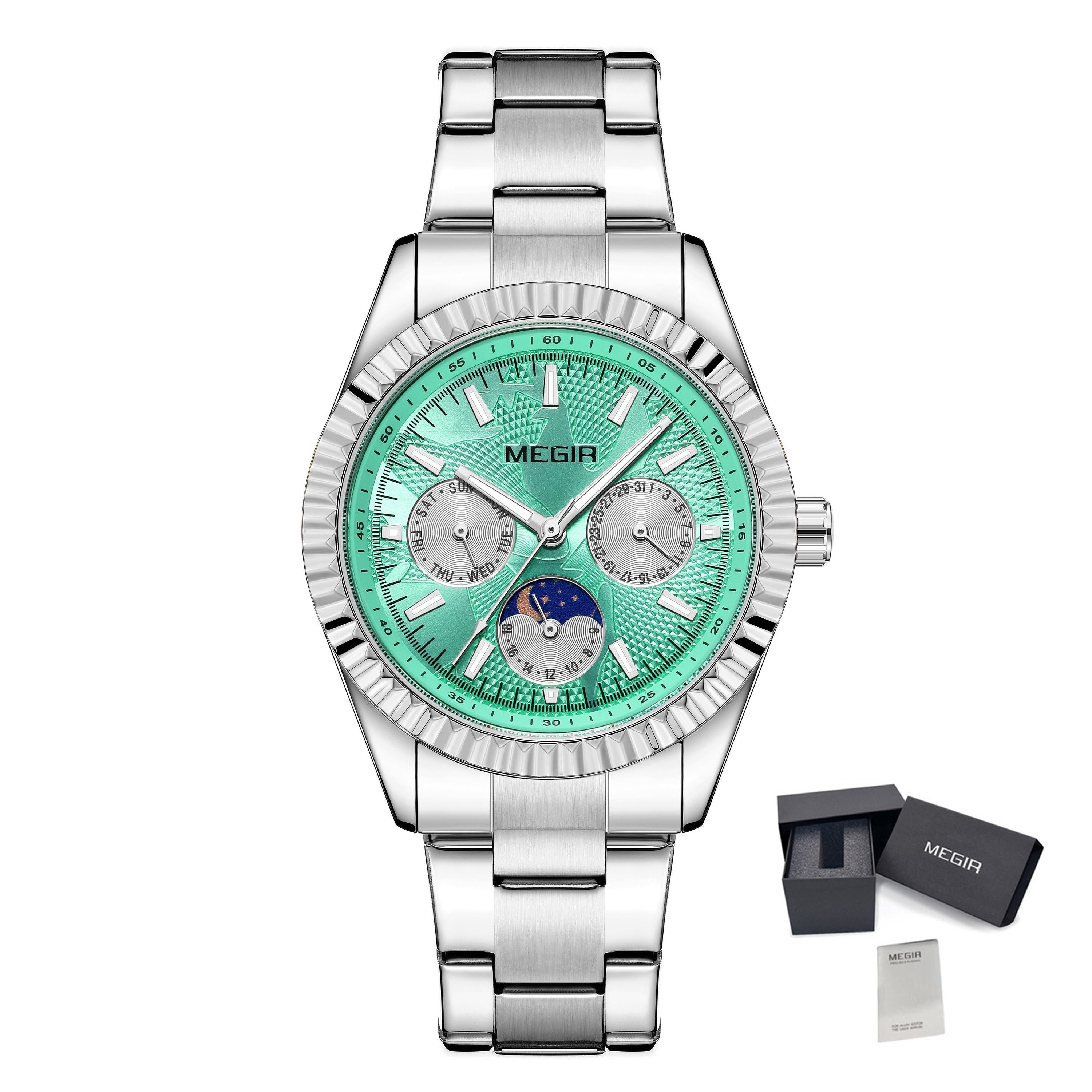 MEGIR Business Men Watch Waterproof Luminous Man Casual Quartz Wristwatch Clock Calendar Week Display Relogio Masculino 1102