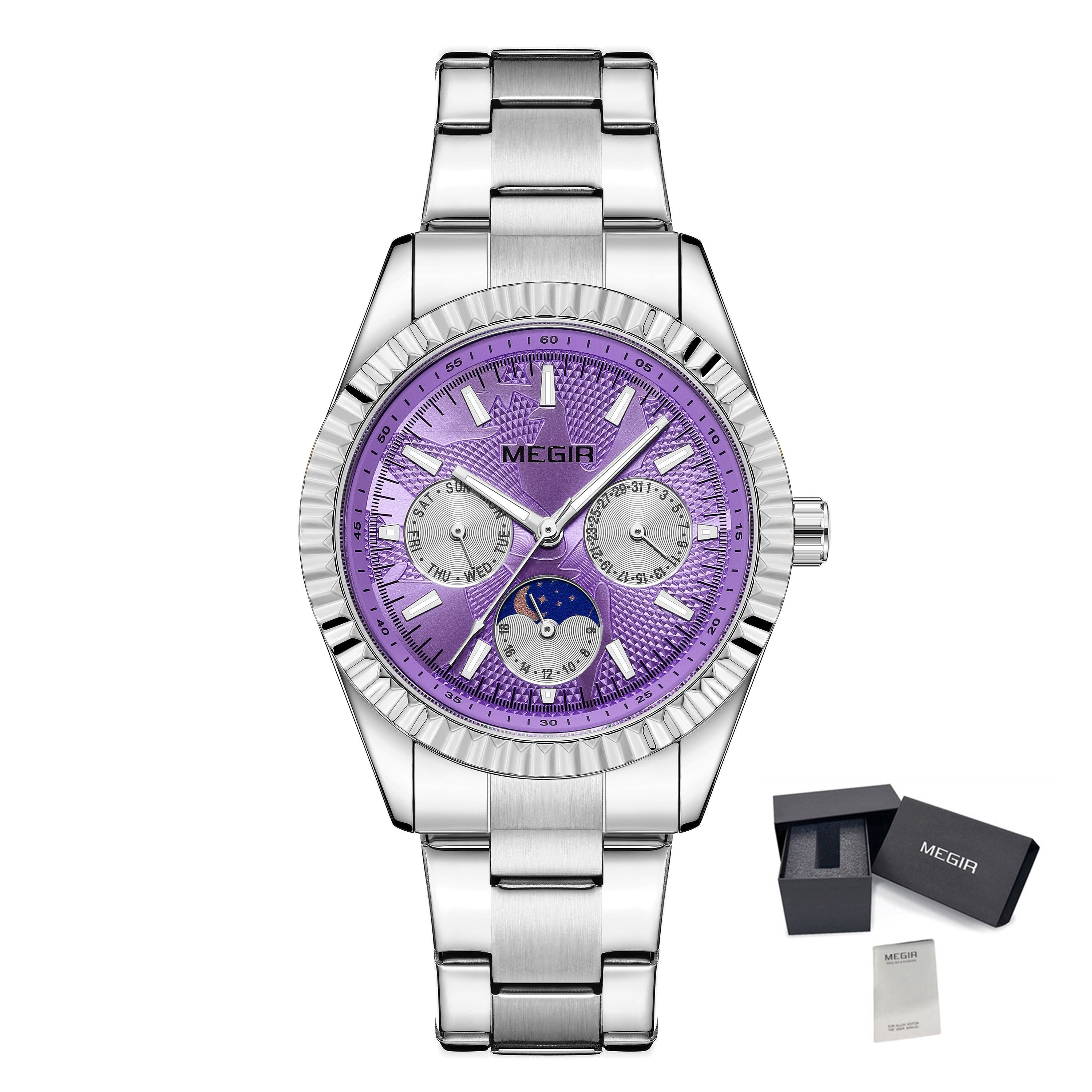 MEGIR Business Men Watch Waterproof Luminous Man Casual Quartz Wristwatch Clock Calendar Week Display Relogio Masculino 1102