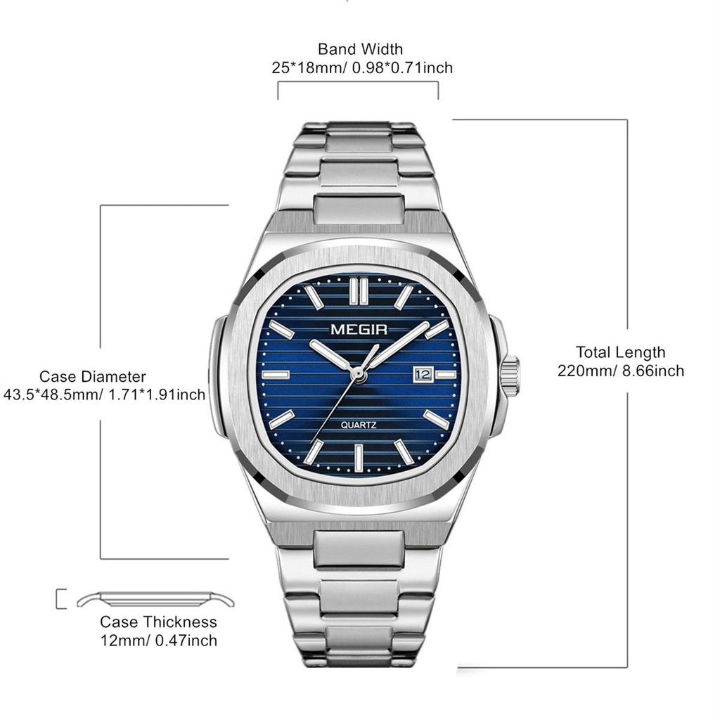 MEGIR Luxury Brand Men Business Watches Waterproof Male Clock Stainless Steel Luminous Quartz Sports Wristwatch Montre Femme 1084