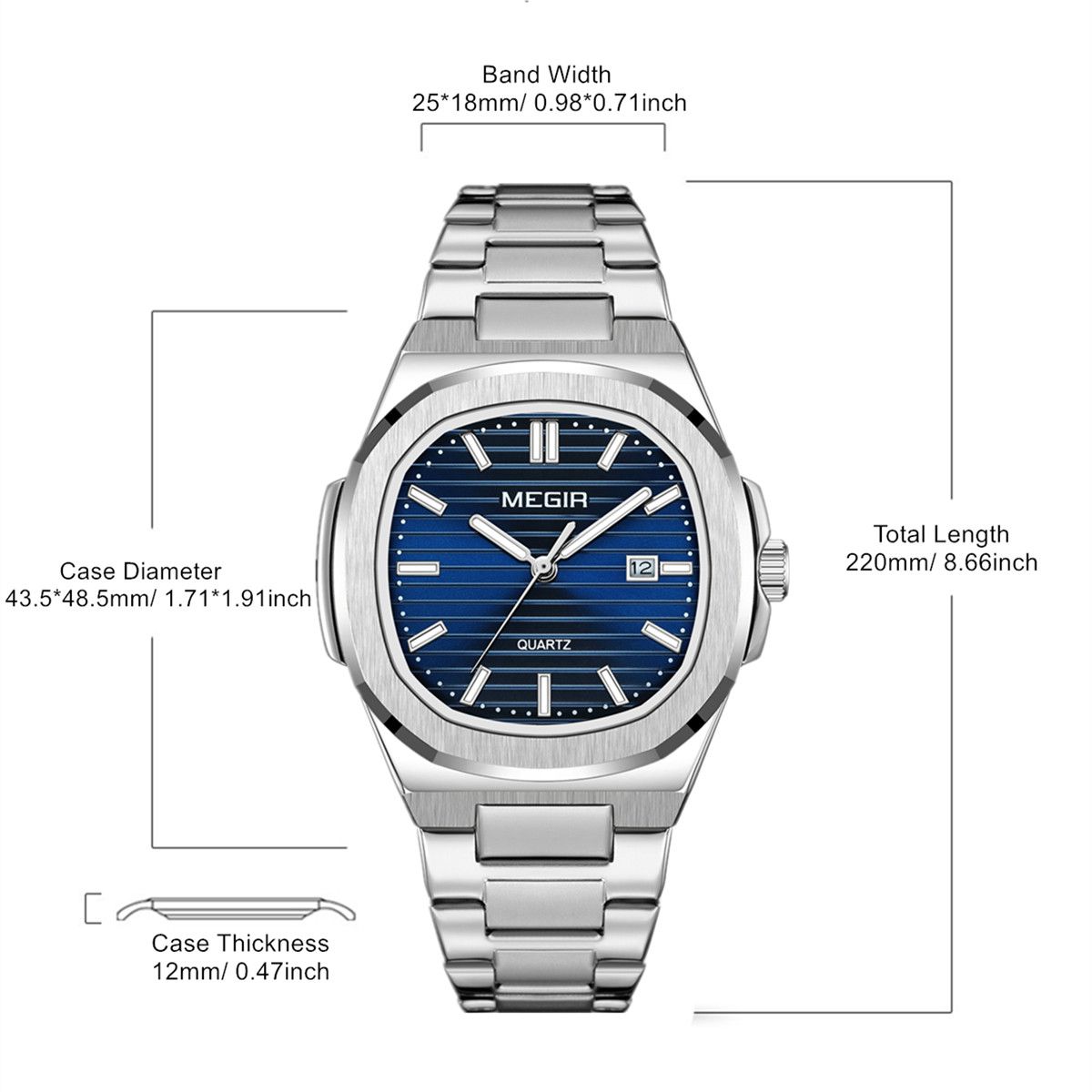 MEGIR Luxury Brand Men Business Watches Waterproof Male Clock Stainless Steel Luminous Quartz Sports Wristwatch Montre Femme 1084