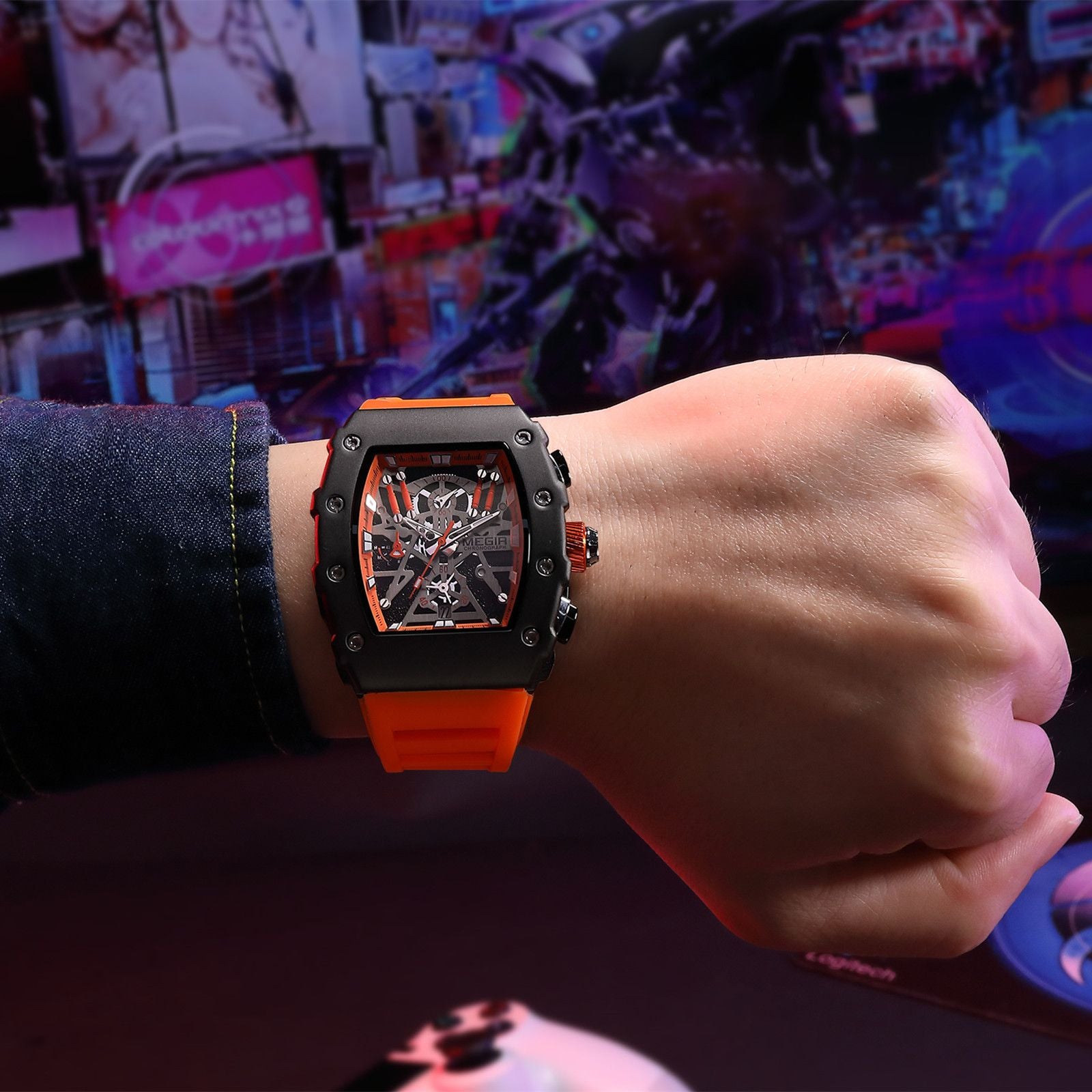 MEGIR Luxury Outdoor Sport Wristwatch for Mens Silicone Waterproof Watches Quartz Wrist Watch Male Clock Military Watch 2218