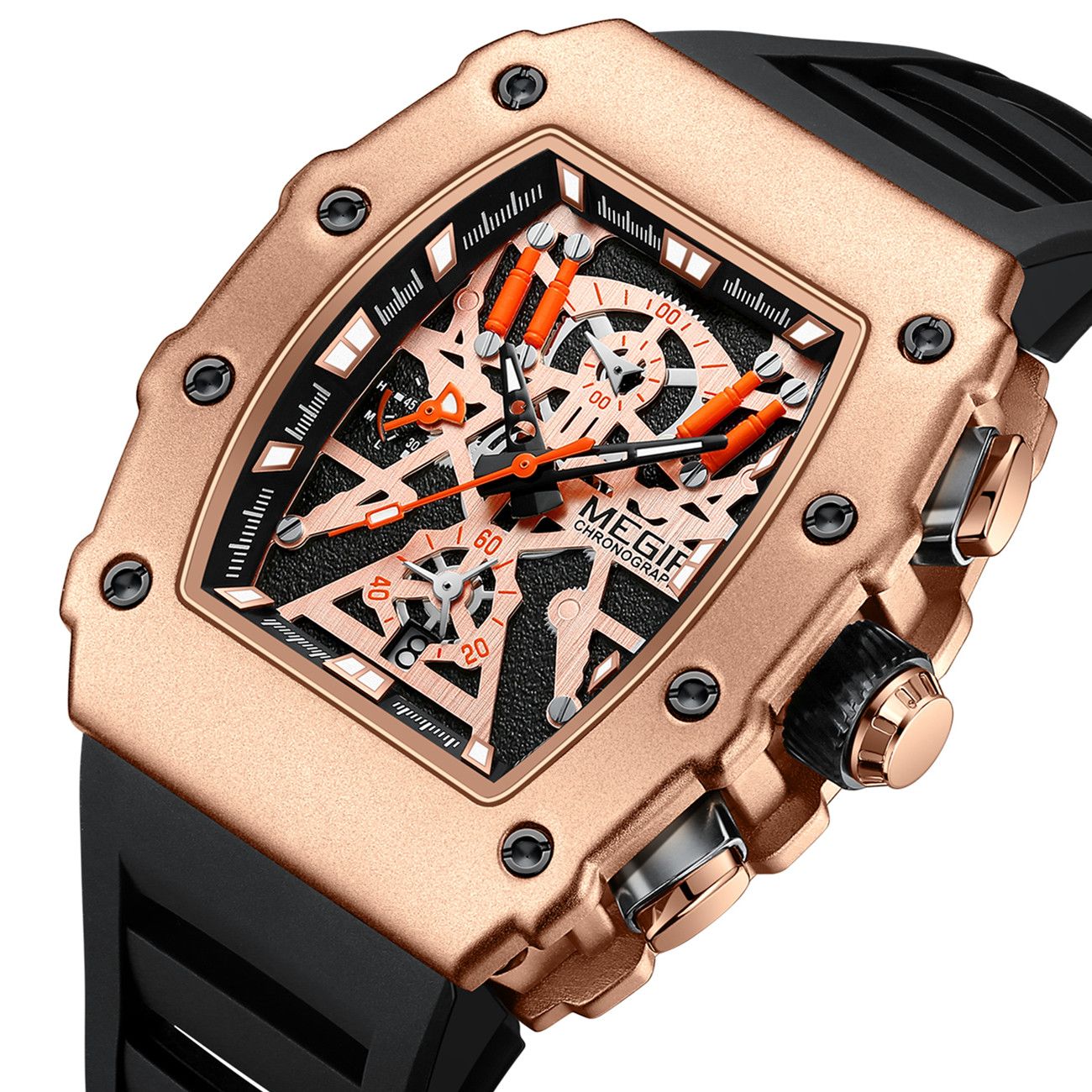 MEGIR Luxury Outdoor Sport Wristwatch for Mens Silicone Waterproof Watches Quartz Wrist Watch Male Clock Military Watch 2218