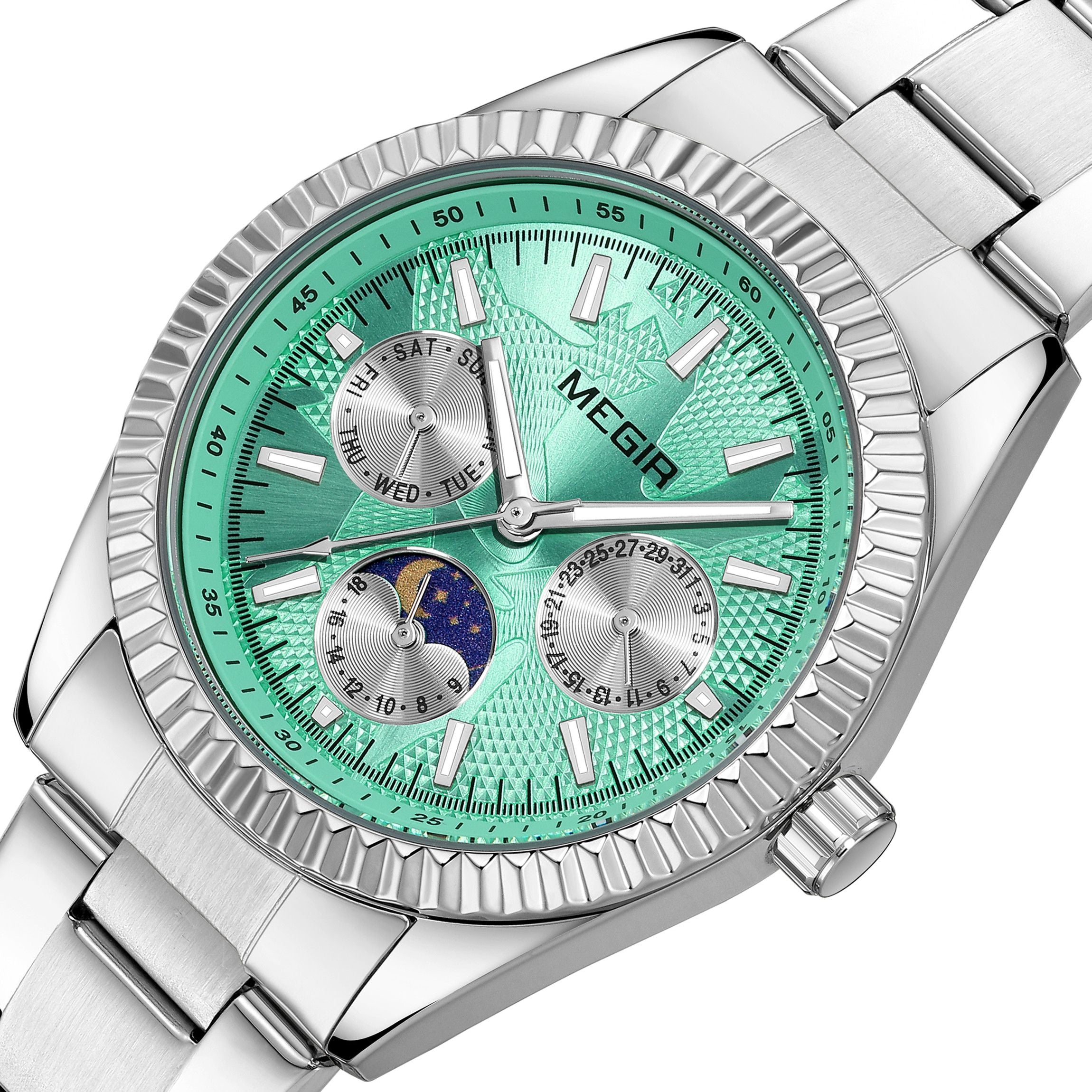 MEGIR Business Men Watch Waterproof Luminous Man Casual Quartz Wristwatch Clock Calendar Week Display Relogio Masculino 1102