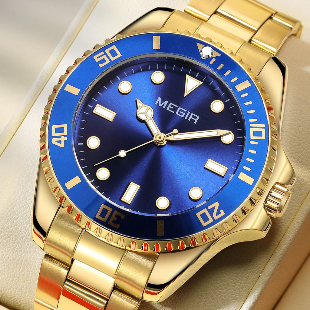 MEGIR Luxury Men's Business Wristwatches Waterproof Stainless Steel Strap Male Quartz Military Watches Clock Reloj Hombre 1090