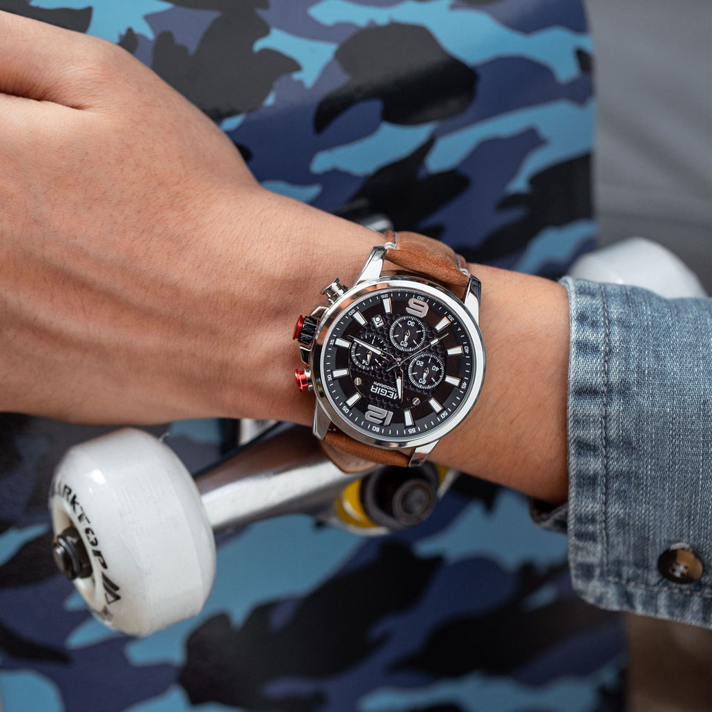 MEGIR Men's Quartz Wrist Watch Stainless Steel Band Chronograph Watches Luminous Waterproof Wristwatch Man Clock Military Watch