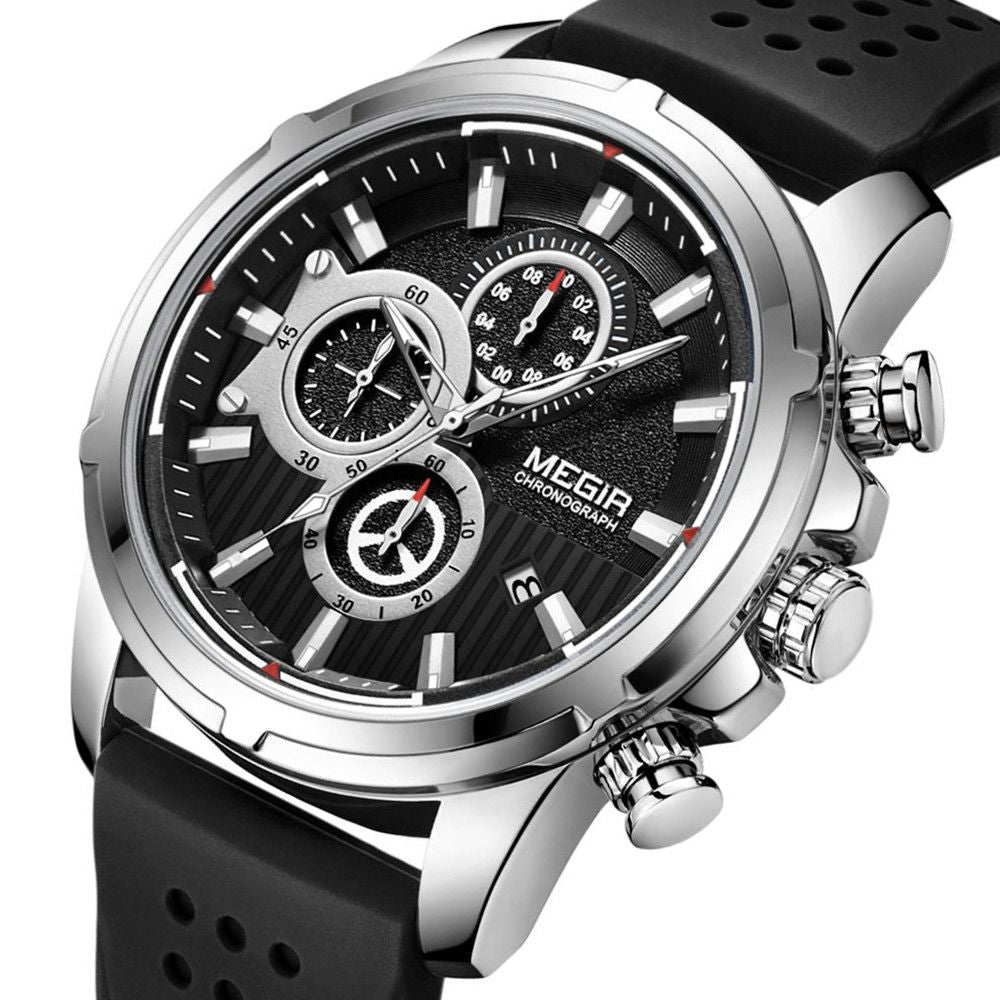 MEGIR Brand Luxury Sport Quartz Watch Silicone Chronograph Men Wristwatches Waterproof Male Calendar Clock Wrist Watch 2101