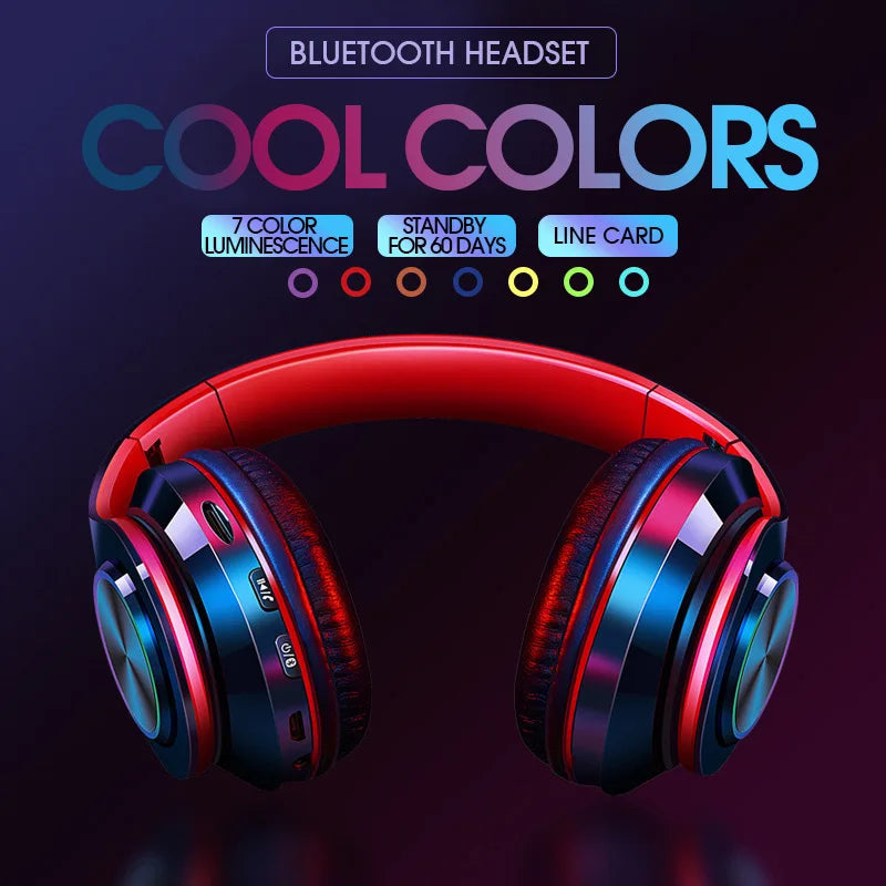 Wireless Bluetooth Headphone with Colorful Lights