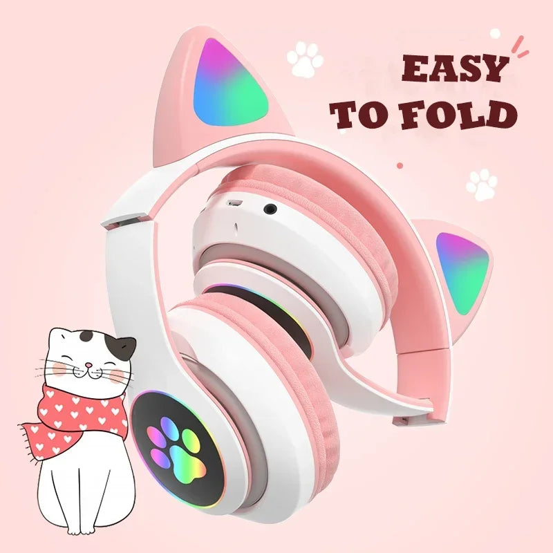 NNEOBA Wireless Cat Ears Headphone Pink