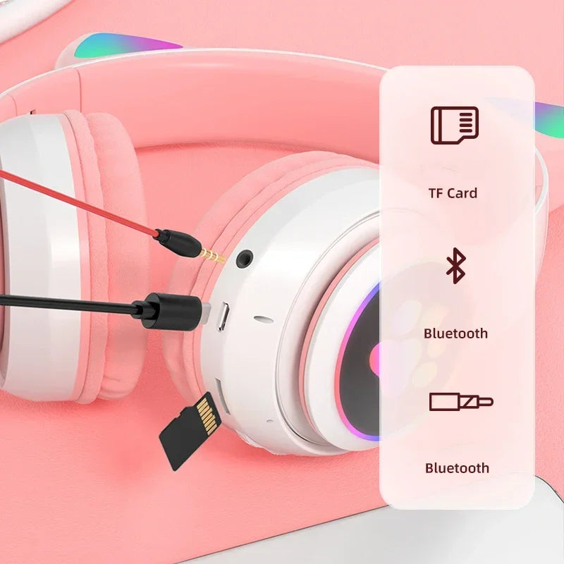NNEOBA Wireless Cat Ears Headphone Pink