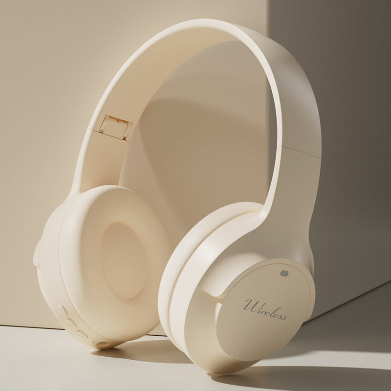 NNEDSZ Khaki Wireless Bluetooth Headphones with Hi-Fi Bass, Foldable Design, and Card Slot