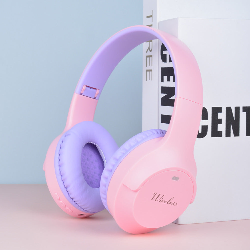 NNEDSZ Pink Wireless Bluetooth Headphones with Hi-Fi Bass, Foldable Design, and Card Slot