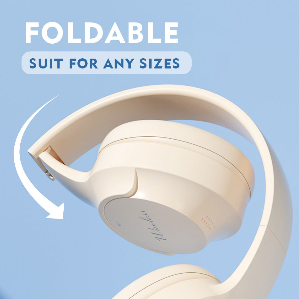 NNEDSZ Pink Wireless Bluetooth Headphones with Hi-Fi Bass, Foldable Design, and Card Slot