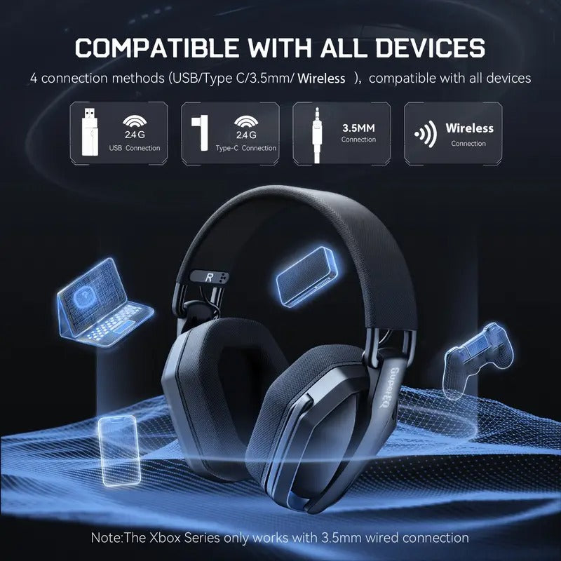 NNETM Wireless Gaming Headphones with Noise Cancelling Mic