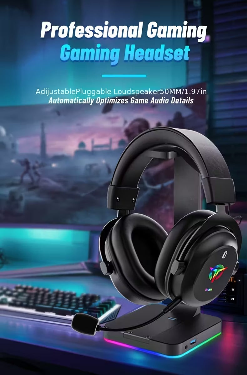 NNETM 3-in-1 Gaming Headphones Wireless Wired Headset